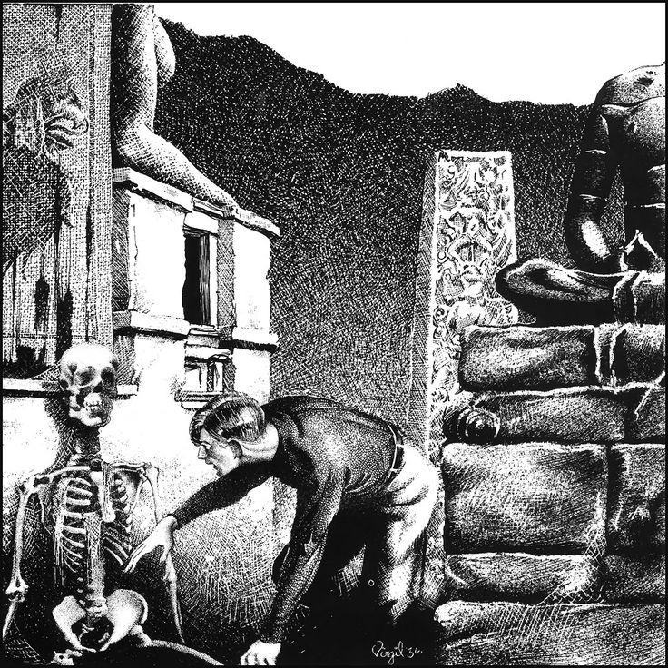 The Haunter in the Dark (illustration), par Virgil Finlay